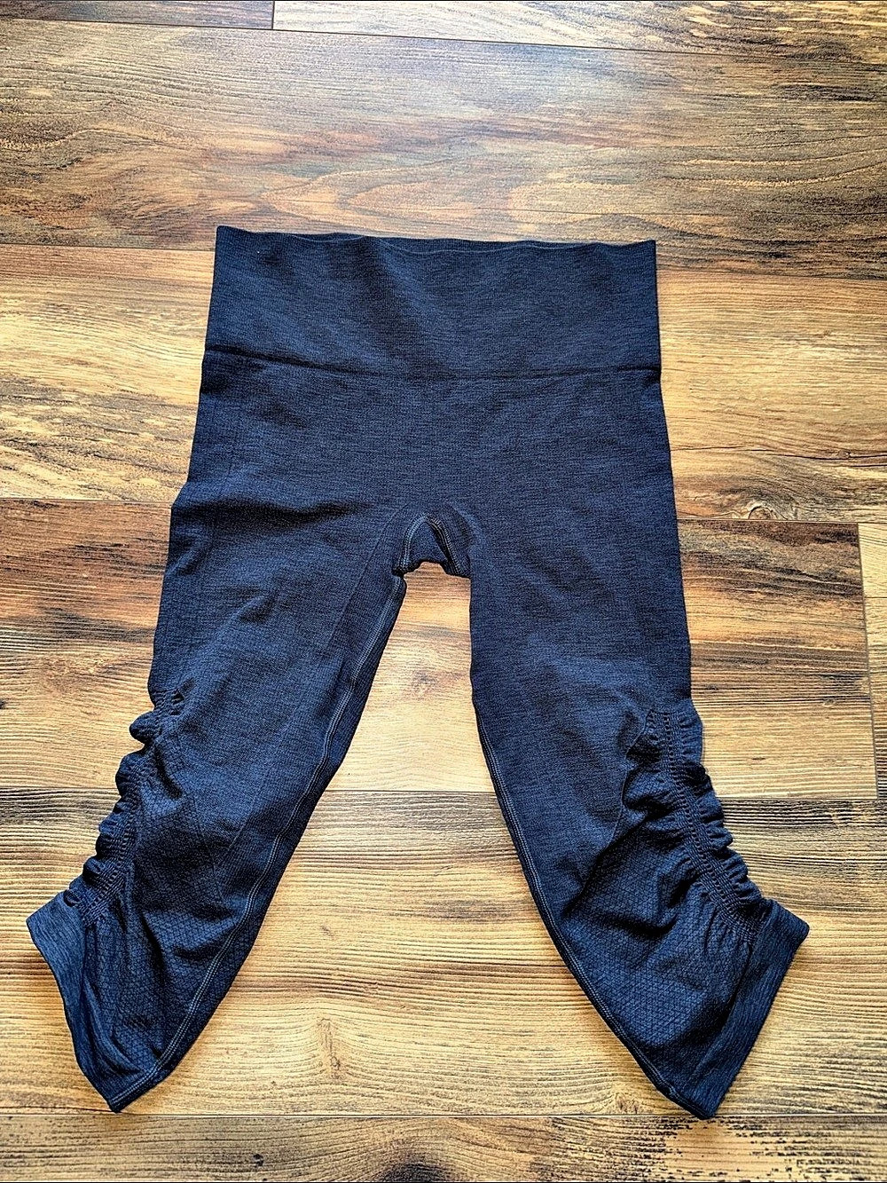 Lululemon In The Flow Crop II Ruched Blue Leggings